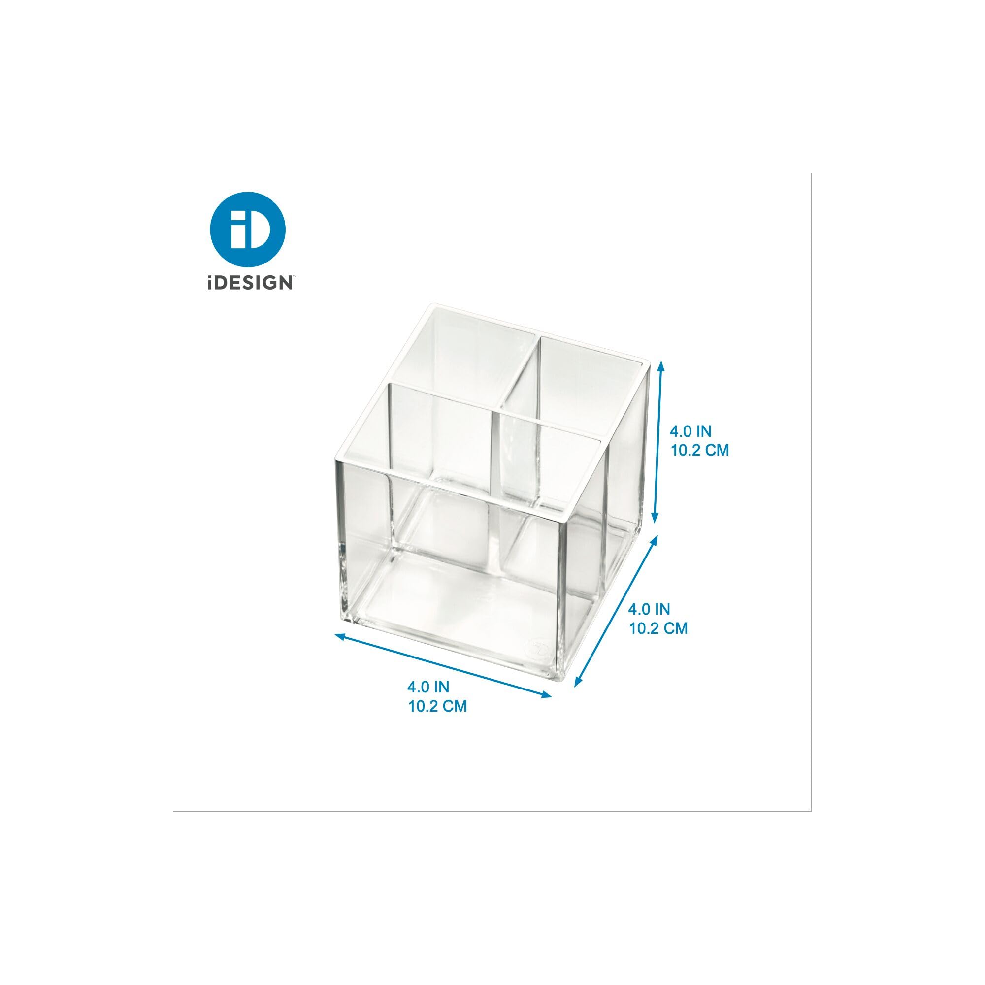 Idesign The Sarah Tanno Collection Cosmetic Organizer Cube, 4'' X 4'' X 4.25'', Clear