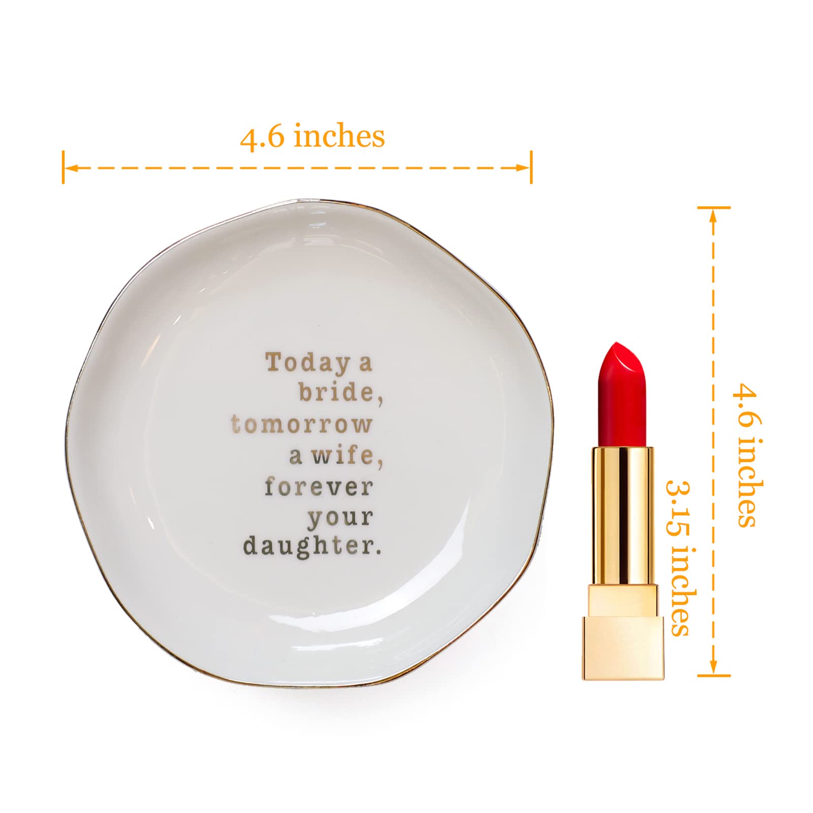 VINCOMIC Mother of Bride Ring Dish,Weeding Gifts for Mom from Daughter-Jewelry Dish Tray-Ceramic White