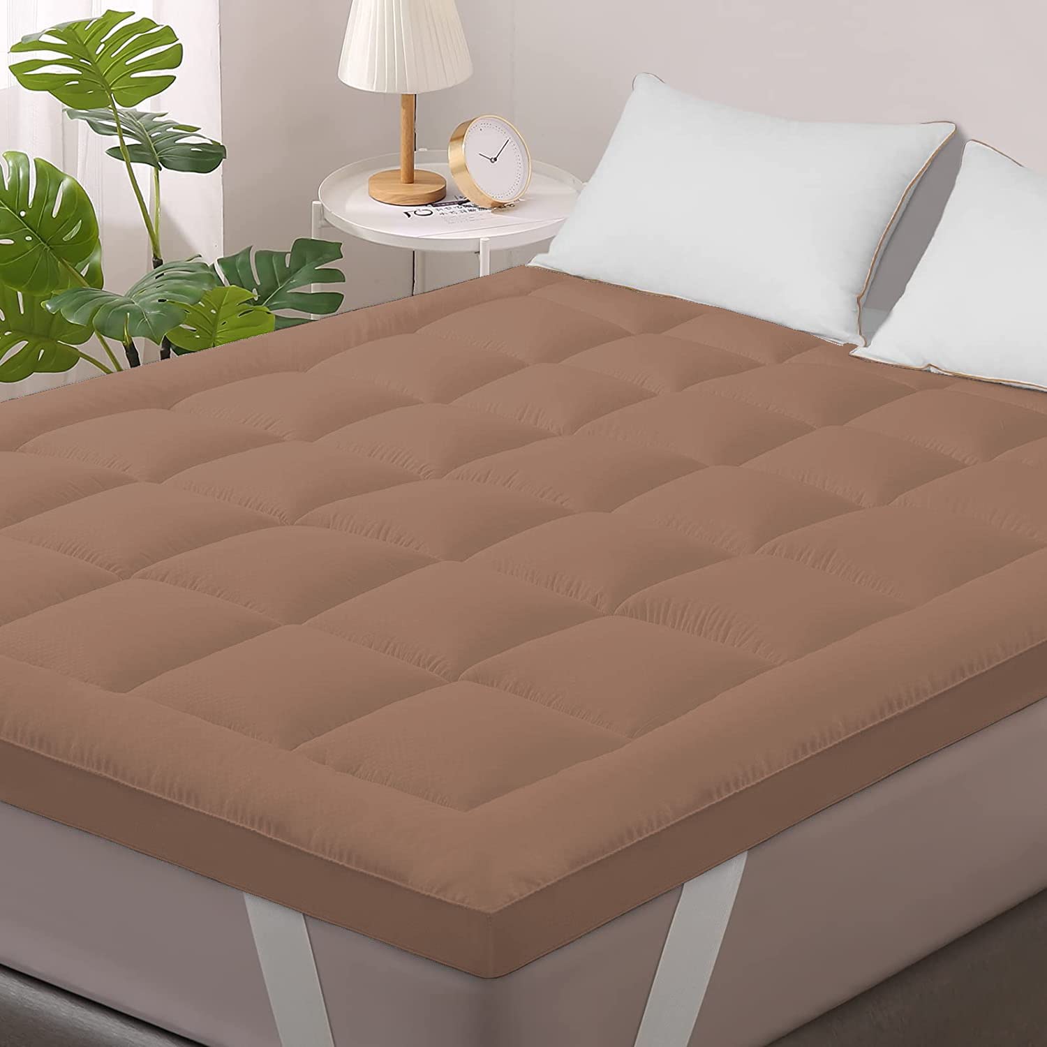 Jaipur Linen 800 GSM Hollow Cotton Fibre Mattress Padding/Topper Brown for King Size Bed72 Inch X 78 Inch