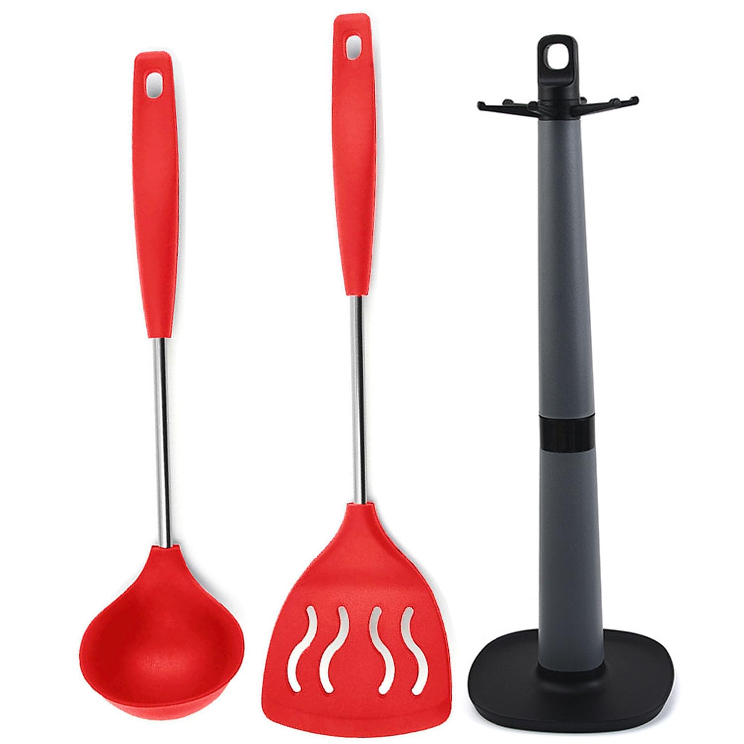 Besillia Silicone Sptula For Non Stick Pan, Serving Ladle Scoop, Ladles For Cooking, Silicone Slotted Turner, Fish Wok Spatula S