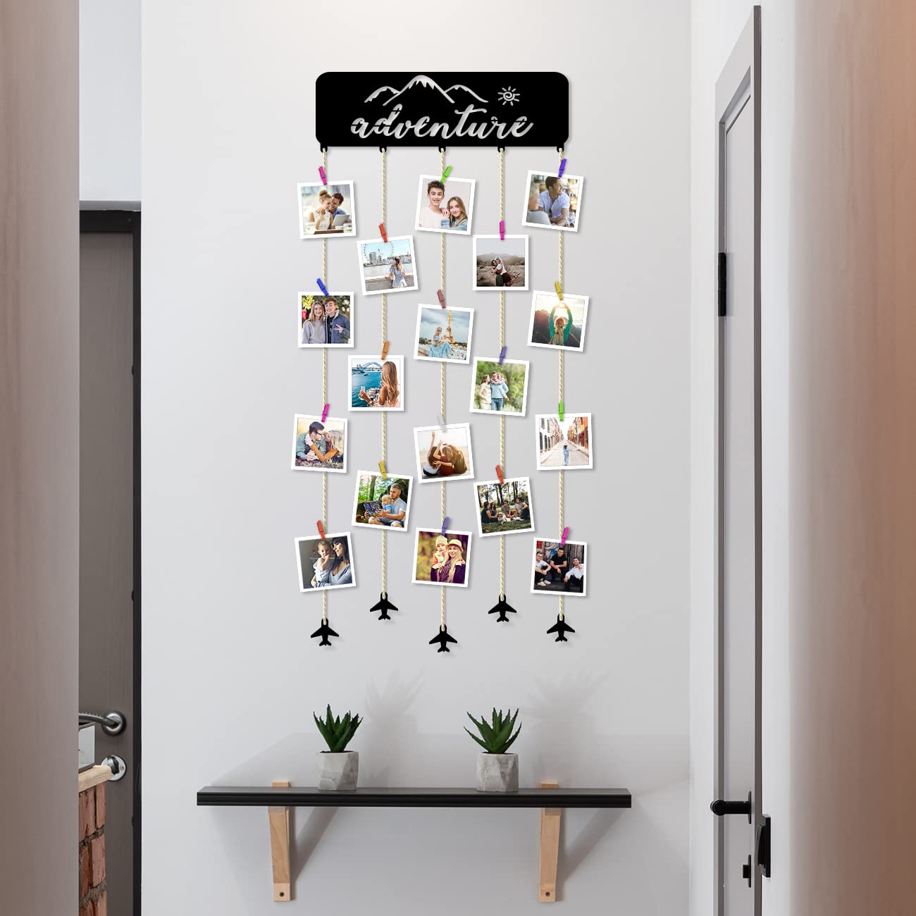 Art Street Adventure Theme Mdf Wall Plaque For Home Decor Hanging Photo Frame Collage Mdf Plaque With Wooden Clips For Living Ro