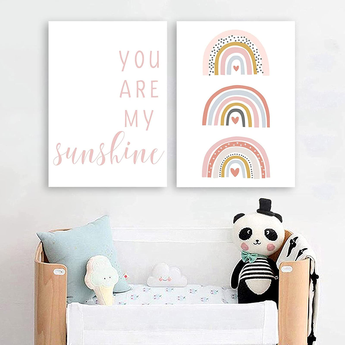Kids Room Wall Decor You Are My Sunshine Nursery Pictures Pink Rainbow ...