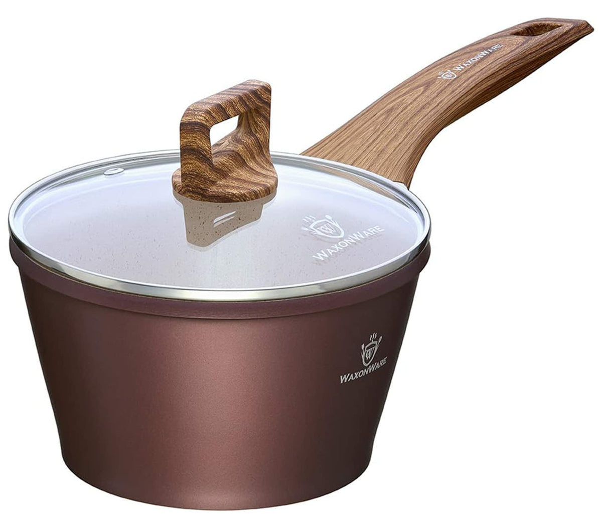 Waxonware 2 Qt Nonstick Sauce Pan & Cooking Pot - Induction Compatible, Marbellous Coating (A 100% Pfoa Free Coating Made In Ger