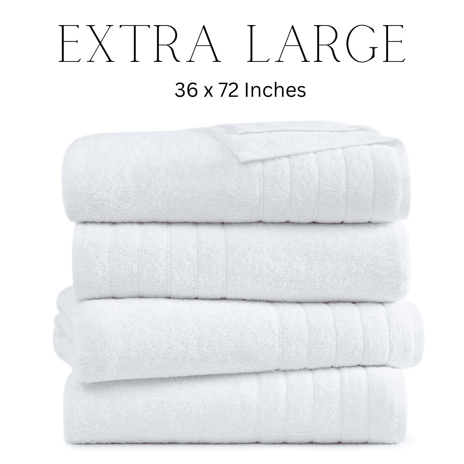 Casa Platino Bath Sheets, 4 Pack Bath Sheet(36''X 72''), 100% Ringspun Cotton Towels, White Towels For Bathroom, Absorbent Towel