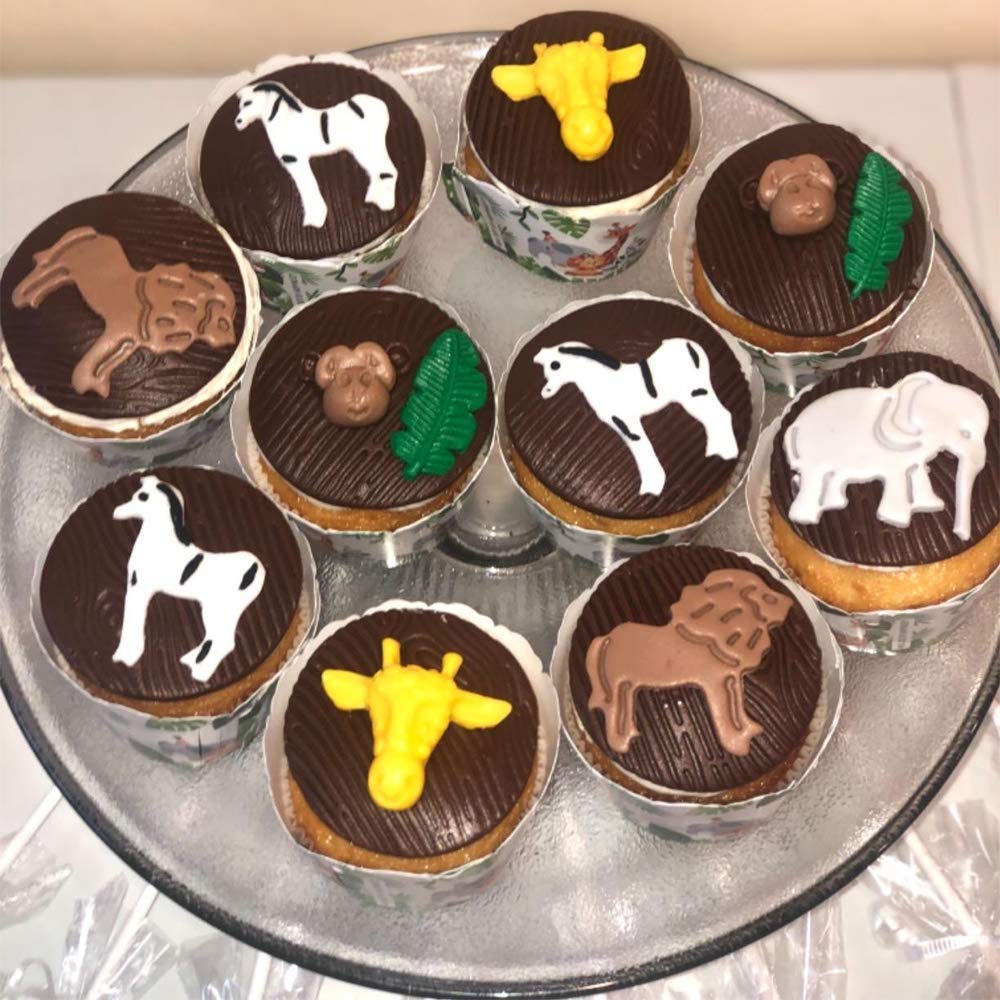 9Pcs/Set Jungle Safari Animal Cake Fondant Mold With Tropical Leaf Cookie Cutter, Hawaiian Palm Leaves Sugar Craft Cutters For J