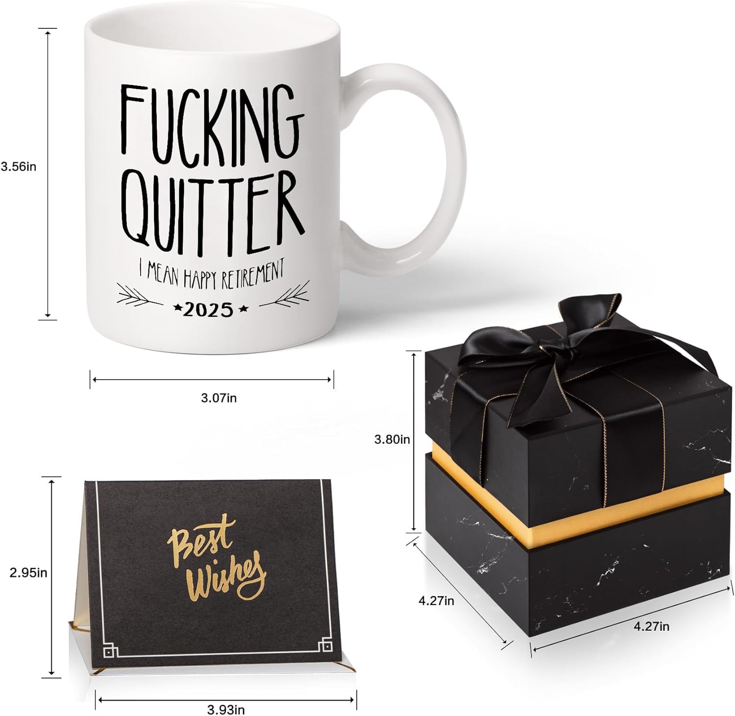 Funny Retirement Gifts for Men Women-Quitter I Mean Happy Retirement Coffee Mugs 2023  Unique Retired Mugs Gift Ideas for Coworkers Office & Family