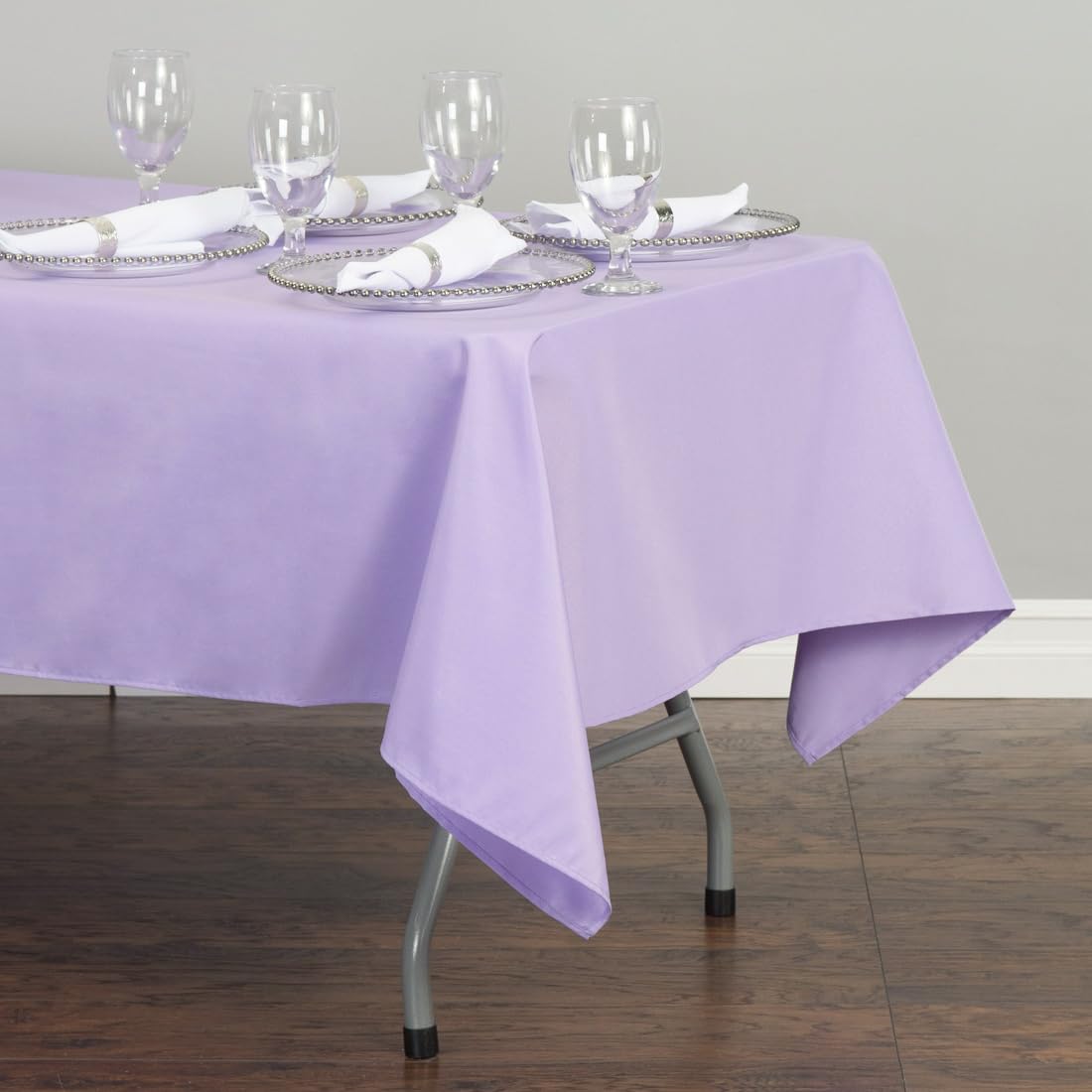 Ltc Linens 10 Pack Lavender Rectangular Tablecloths 60 X 126 Inch For 8 Feet Rectangle Banquet Tables With Half-Drop - Stain And