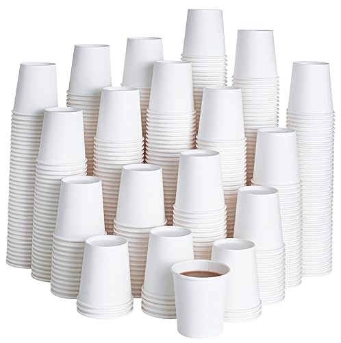 LITOPAK 500 Pack 4 oz Paper Cups  Disposable Coffee Cups  White Espresso Cups  Hot/Cold Beverage Drinking Cups for Party  Picnic  and Travel.