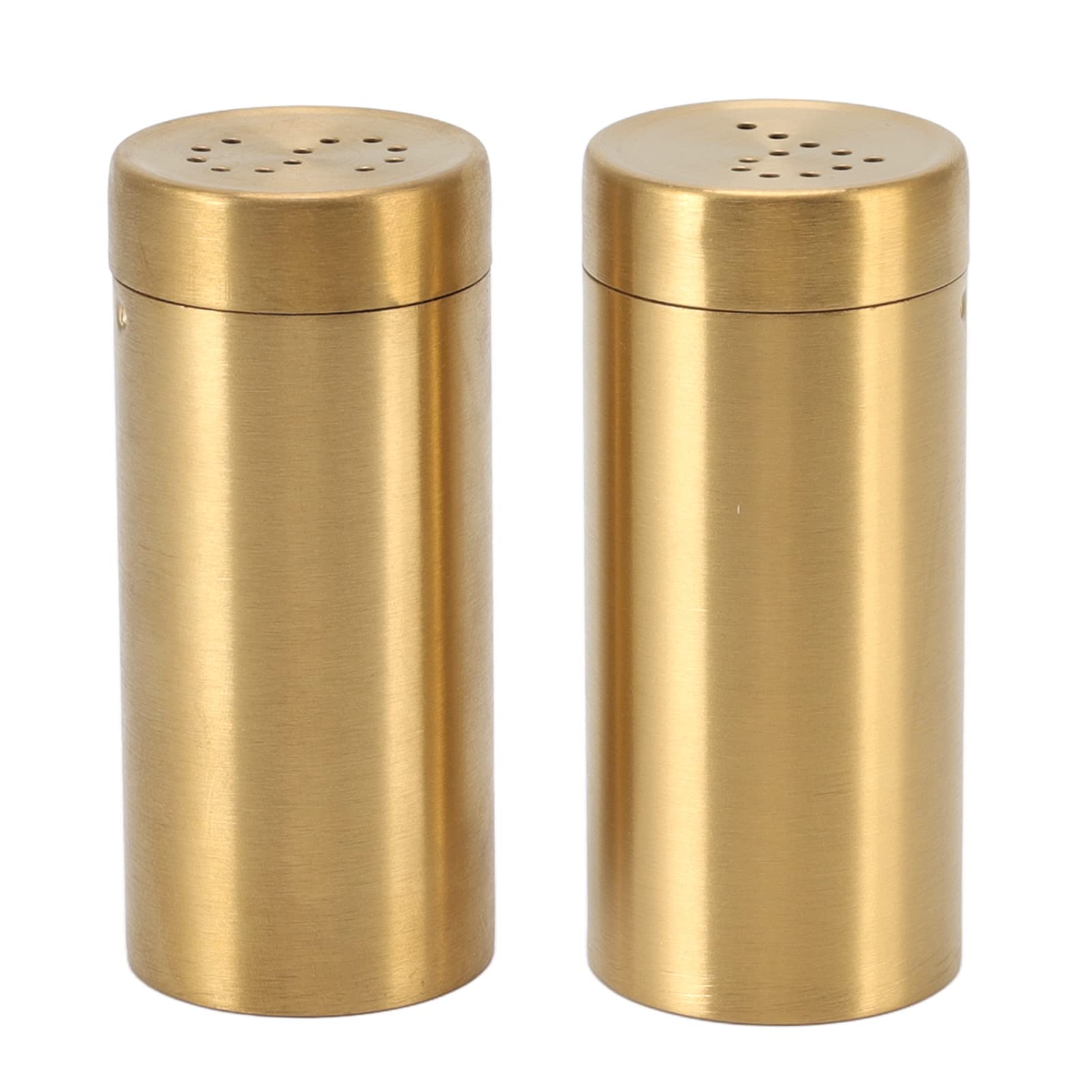 Gold Spice Jar,Dewin 2Pcs Gold Spice Jar Stainless Steel Rustproof Screw Open Top Seasoning Shaker Bottle For Salt Sugar Pepper