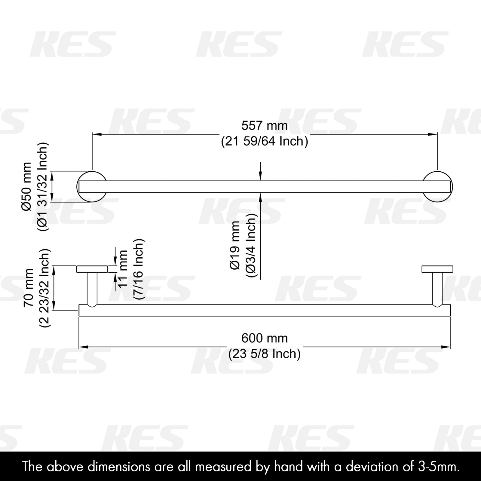 KES 21.3 Inches Towel Bar for Bathroom Kitchen Hand Towel Holder Dish Cloths Hanger SUS304 Stainless Steel RUSTPROOF Wall Mount Brushed Steel  Total Length 23.6 Inch  A2000S60-2