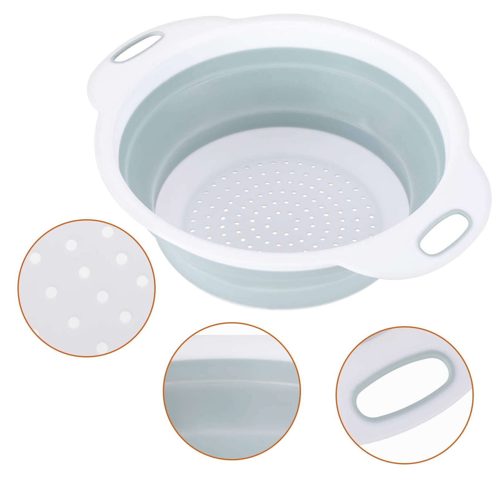 Colander Collapsible, Kitchen Strainer Colander, Collapsible Colander With Extendable Handles For Draining Veggies, Pasta,Fruit,