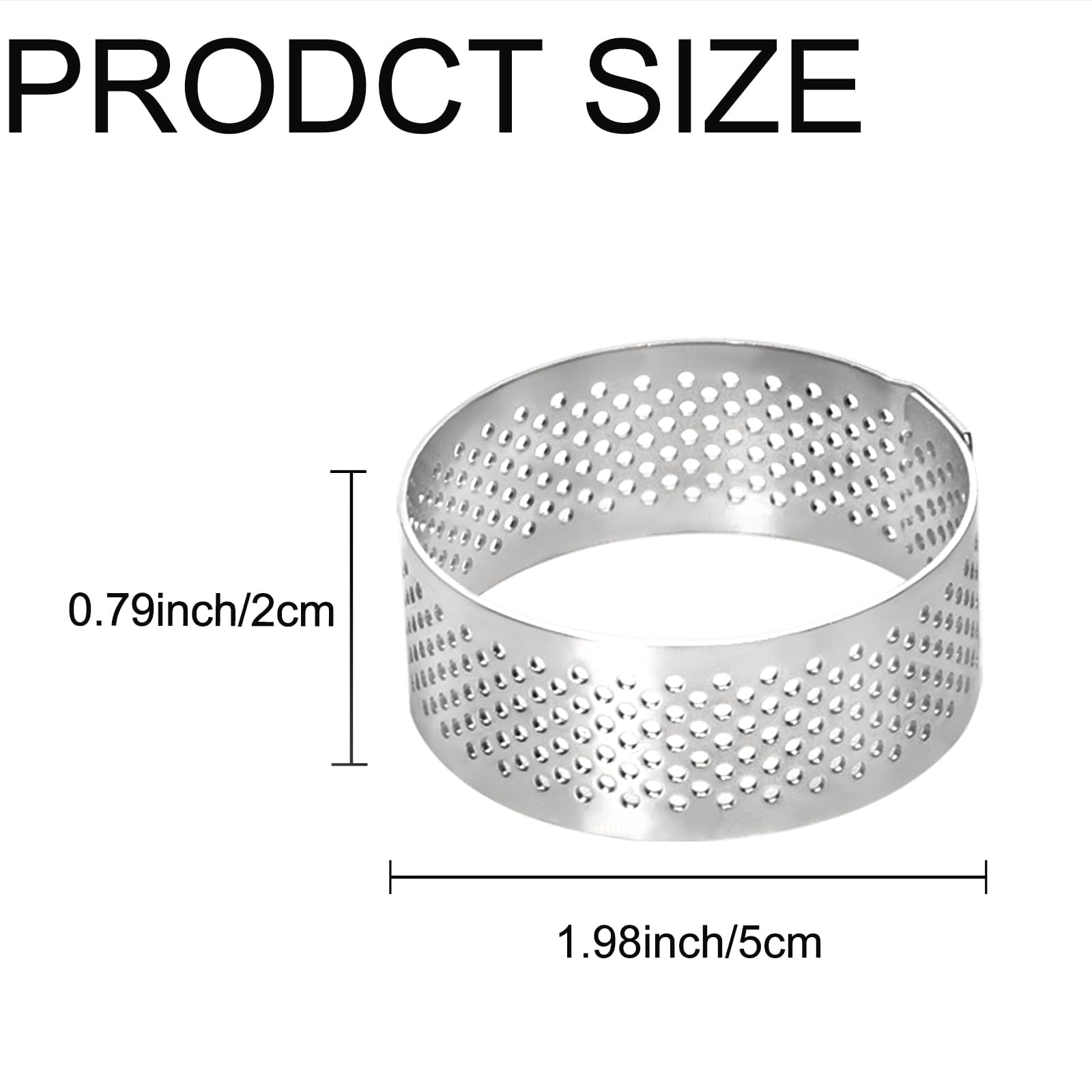 10 Pcs 1.98 Inch Stainless Steel Tart Ring, Heat-Resistant Perforated Cake Mousse Ring, Round Ring Baking Doughnut Tools 5Cm