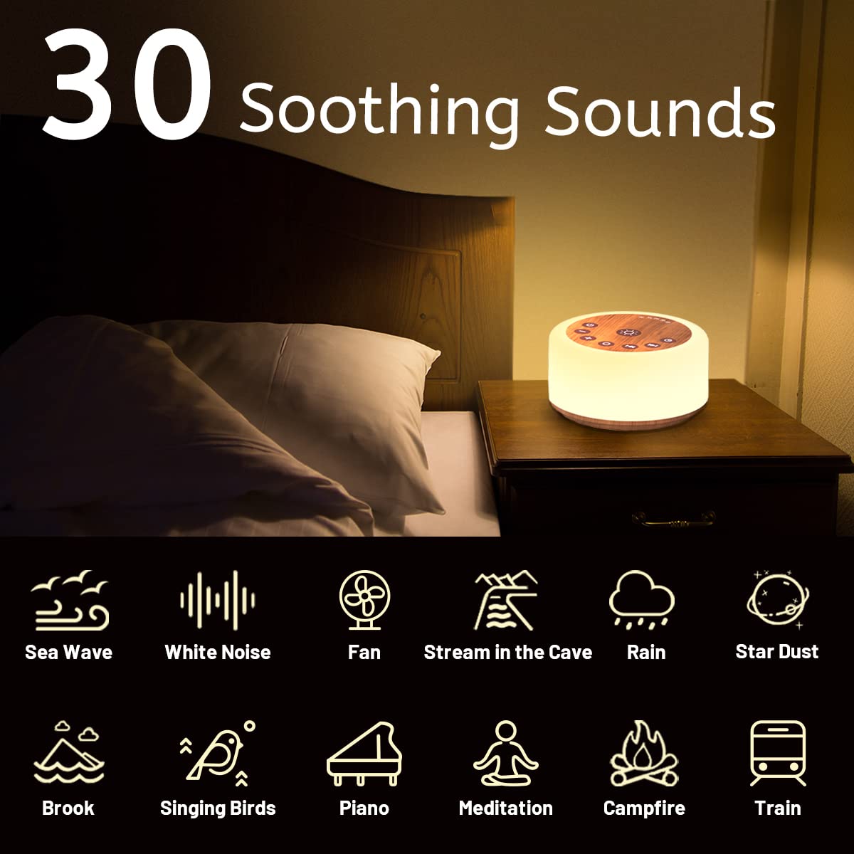 Colournoise Sound Machine White Noise Machine 12 Colors Night Lights Brown Noise Machine With 30 Soothing Sounds Sleep Sound Mac
