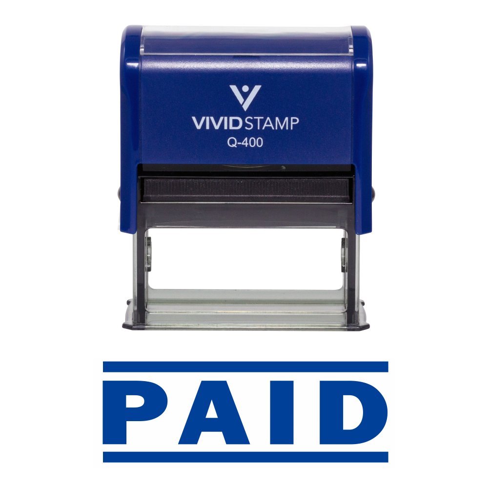 Paid Self Inking Rubber Stamp (Blue) - X-Large
