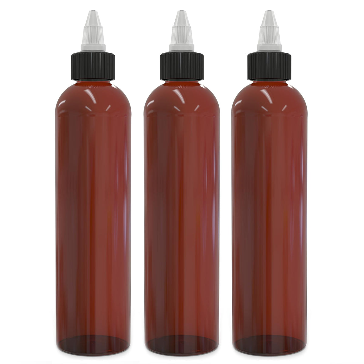 Brightfrom Twist Top Applicator Bottles 8 Oz, Squeeze Empty Plastic Bottles, Black Nozzle, Bpa-Free, Pet, Refillable, Open/Close