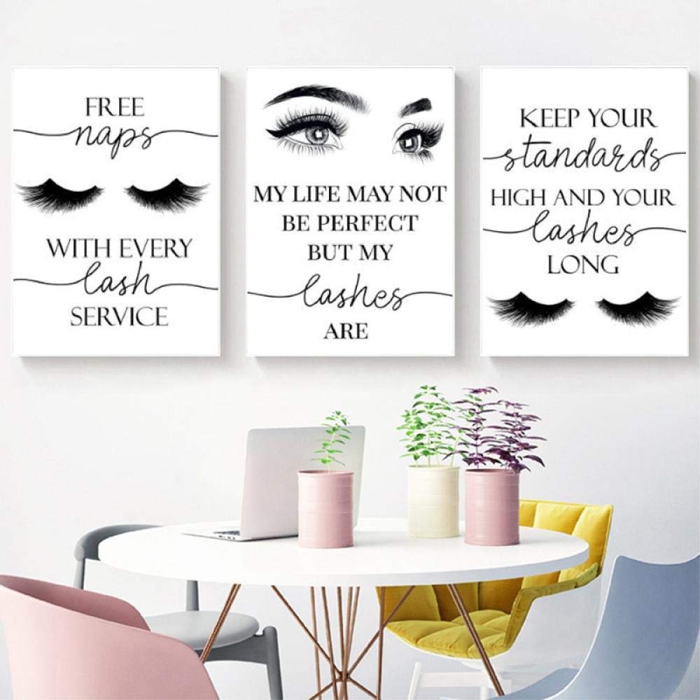Beauty Salon Wall Decor Eyelashes Guide Poster Makeup Wall Art Decor Esthetician Gift Canvas Print Lash Bundle Fashion Wall Art