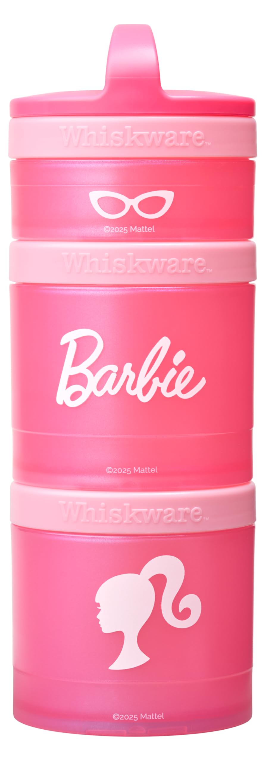 Whiskware Barbie Snack Containers, 3 Stackable Snack Cups, Pink Sillhouette