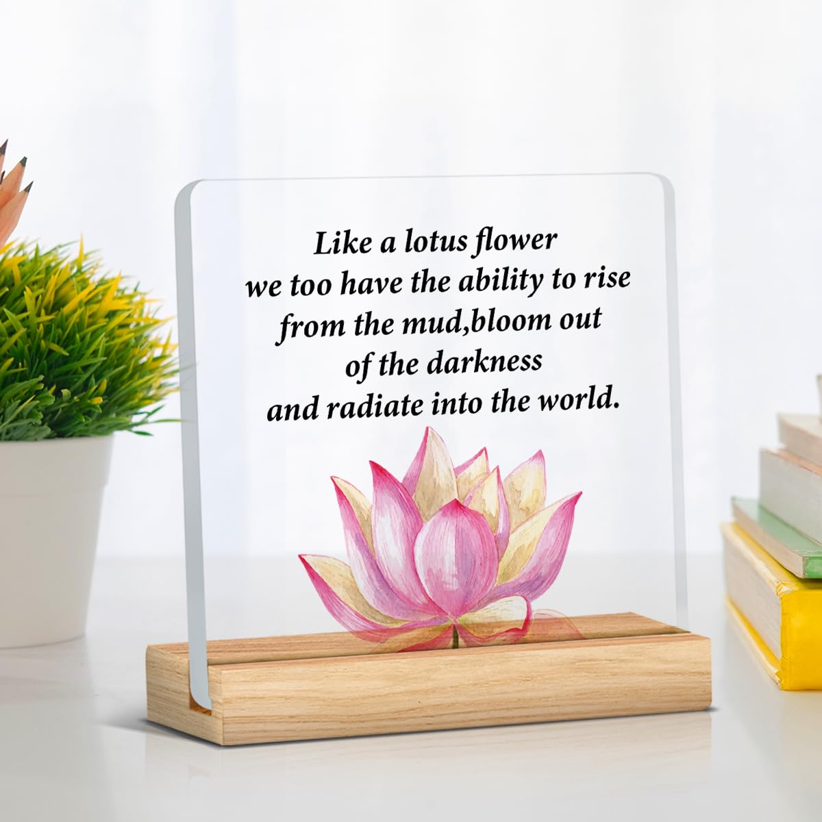 Motivational Gifts Lotus Sign Inspirational Gifts Just Like the Lotus Acrylic Desk Sign Decor