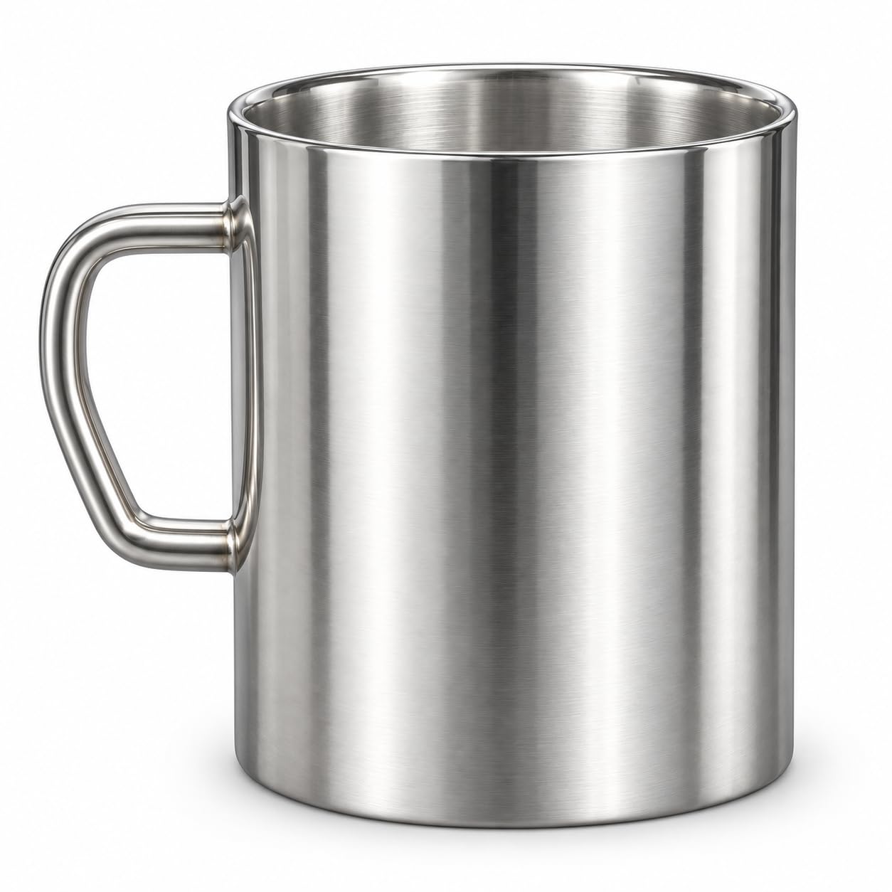 Set 1 Stainless Steel Mug With Handle, Tea And Coffee, Milk Cup, Water And Cold Beverages, Reusable Drinking Mug With Rounded Ri