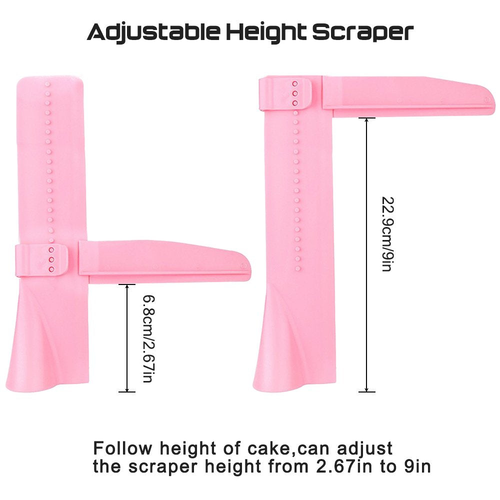 2Pcs Adjustable Cake Smoother Polisher With 4Pcs Different Scrapers, Finegood Fondant Cream Edge Smoothing Decorating Tools - Gr