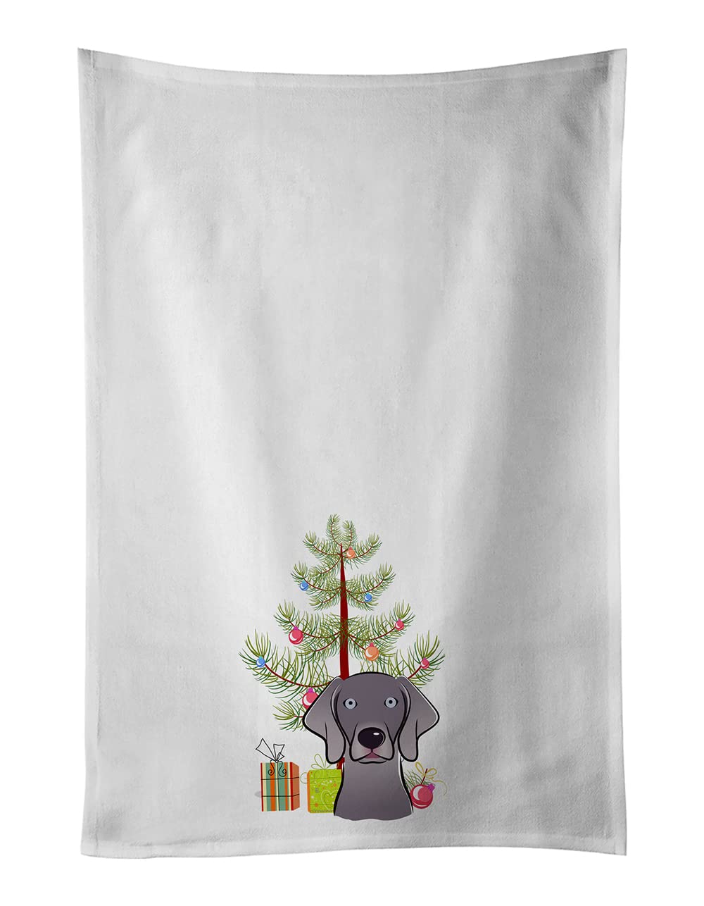 Christmas Tree and Weimaraner White Kitchen Towel Set of 2