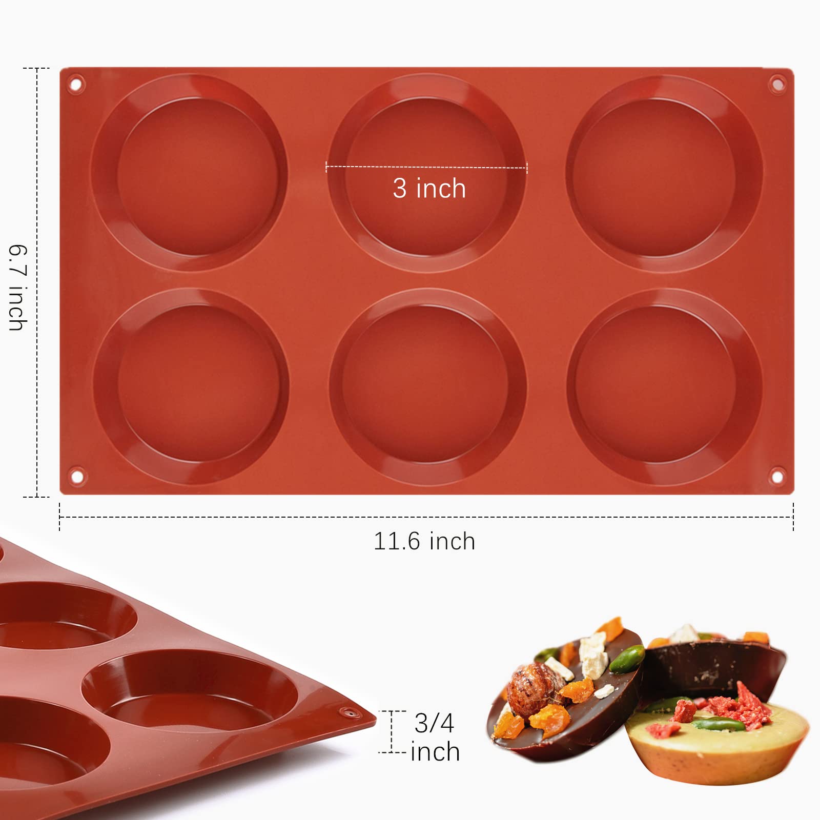 Joersh 2-Pk Silicone Egg Molds Non-Stick 3'' Round Muffin Top Baking Pans, Egg Molds For Breakfast Sandwiches, Corn Breads, Whoo