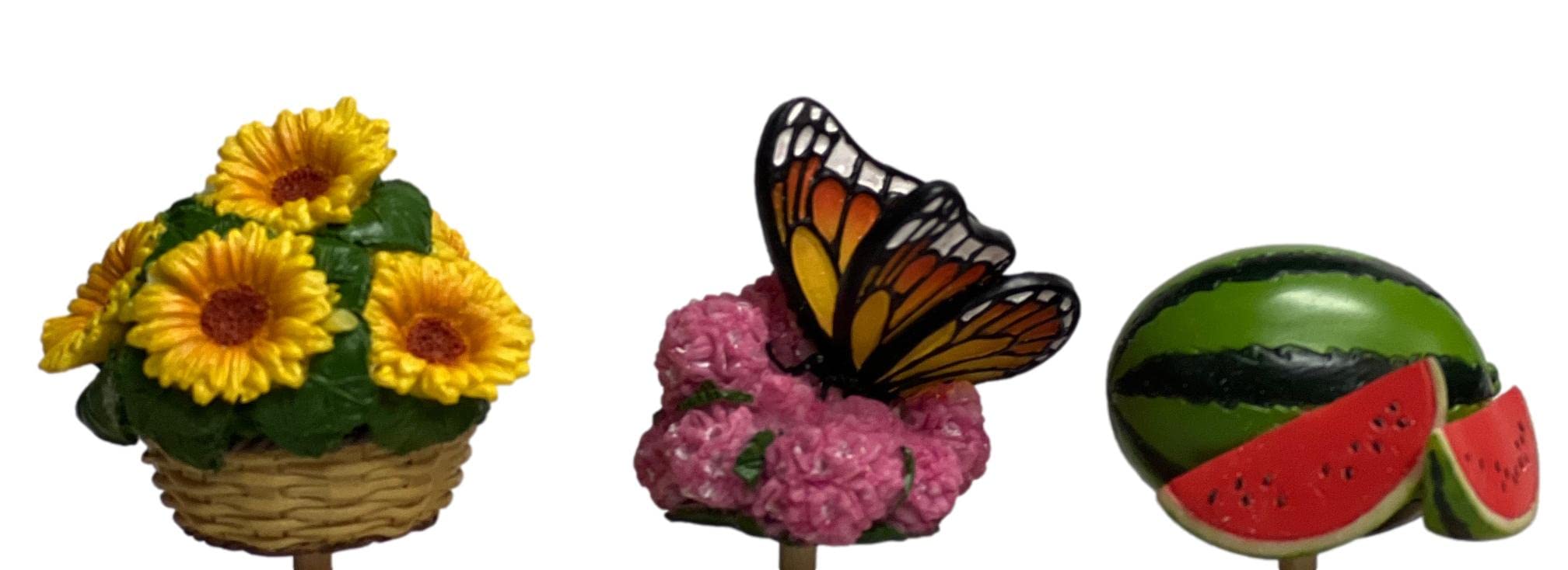 Toppers Unique Interchangeable Decorations For Kitchen Paper Towel Stand (3 Summer Tops Sunflowers, Watermelon, Butterfly)