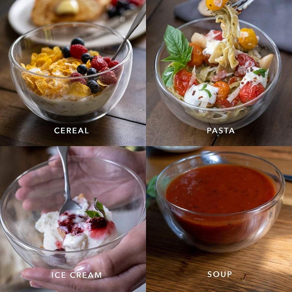 Gracesdawn High Temperature Resistant Double Layer Glass Bowl Borosilicate Heat-Resistant Glass Tableware Transparent Fruit Sala