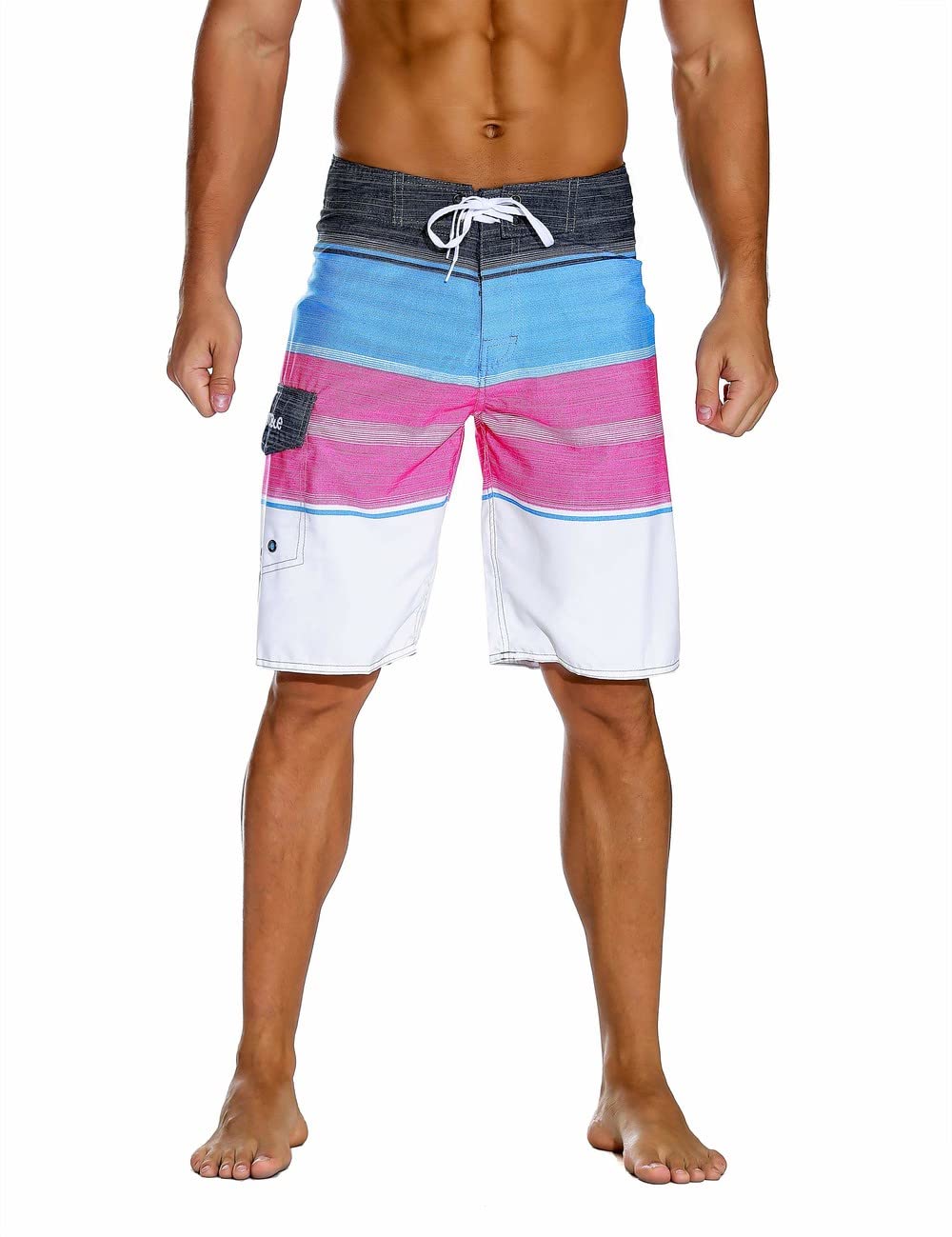 Nonwe Mens Sportwear Quick Dry Board Shorts With Lining Pink 28