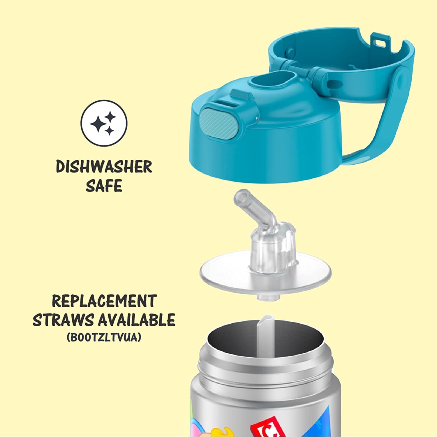 Thermos Funtainer Water Bottle With Straw - 12 Ounce, Cocomelon - Kids Stainless Steel Vacuum Insulated Water Bottle With Lid