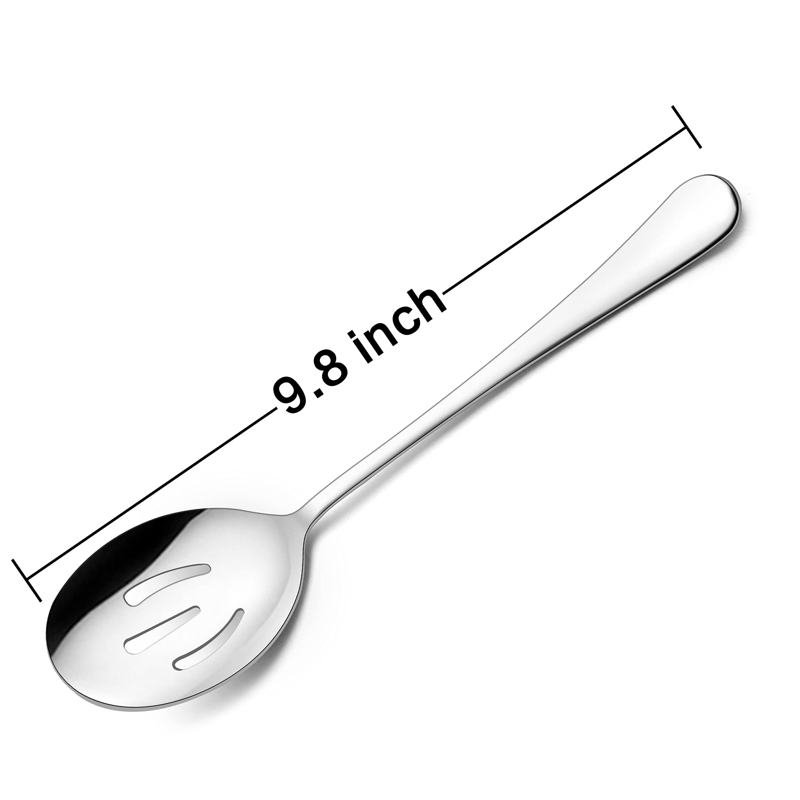 HaWare Stainless Steel Slotted Serving Spoons - 6 Pack, 9.8" Large Size, Elegant Silver Design, Dishwasher Safe for Home and Parties