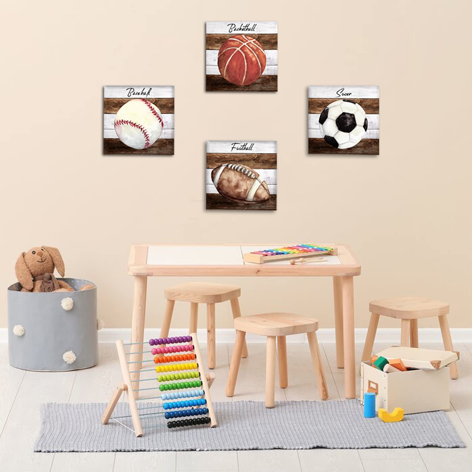 Boys Room Decor Sports Decor For Boys Bedroom Basketball Room Decor Rustic Soccer Football Baseball Canvas Posters Toddler Sport