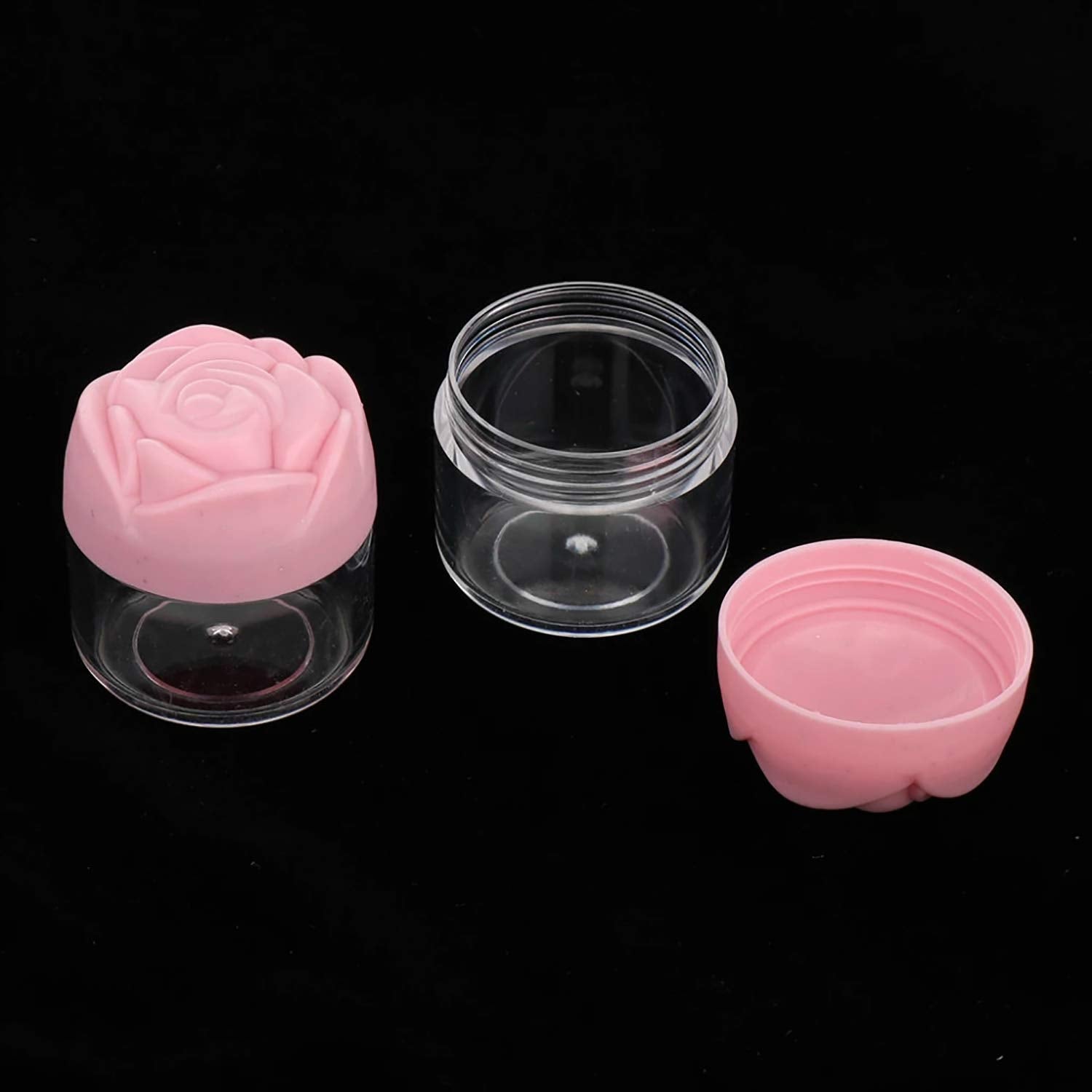 Ronrons 24 Pieces Rose Flower Shaped Empty Pot Jars Round Clear Leak Proof Plastic Cosmetic Container Jar With Lids For Travel S