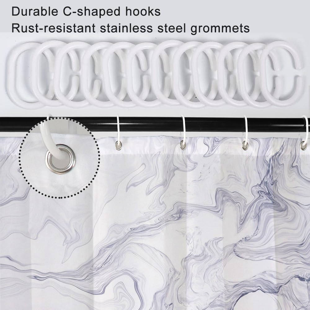 Ruelvth Stall Shower Curtain, White Marble Small Bathroom Curtain Modern Abstract Waterproof Rv Shower Curtain Set With Hooks, 3