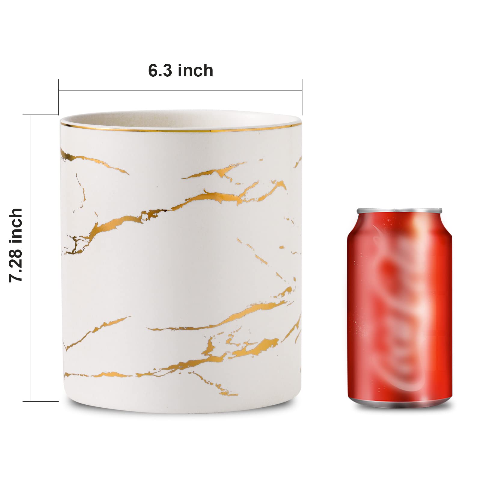 Howise 7'' Marble Utensil Holder, Large Kitchen Utensil Holder Organizer For Kitchen Counter, Golden Marble White Stable Utensil