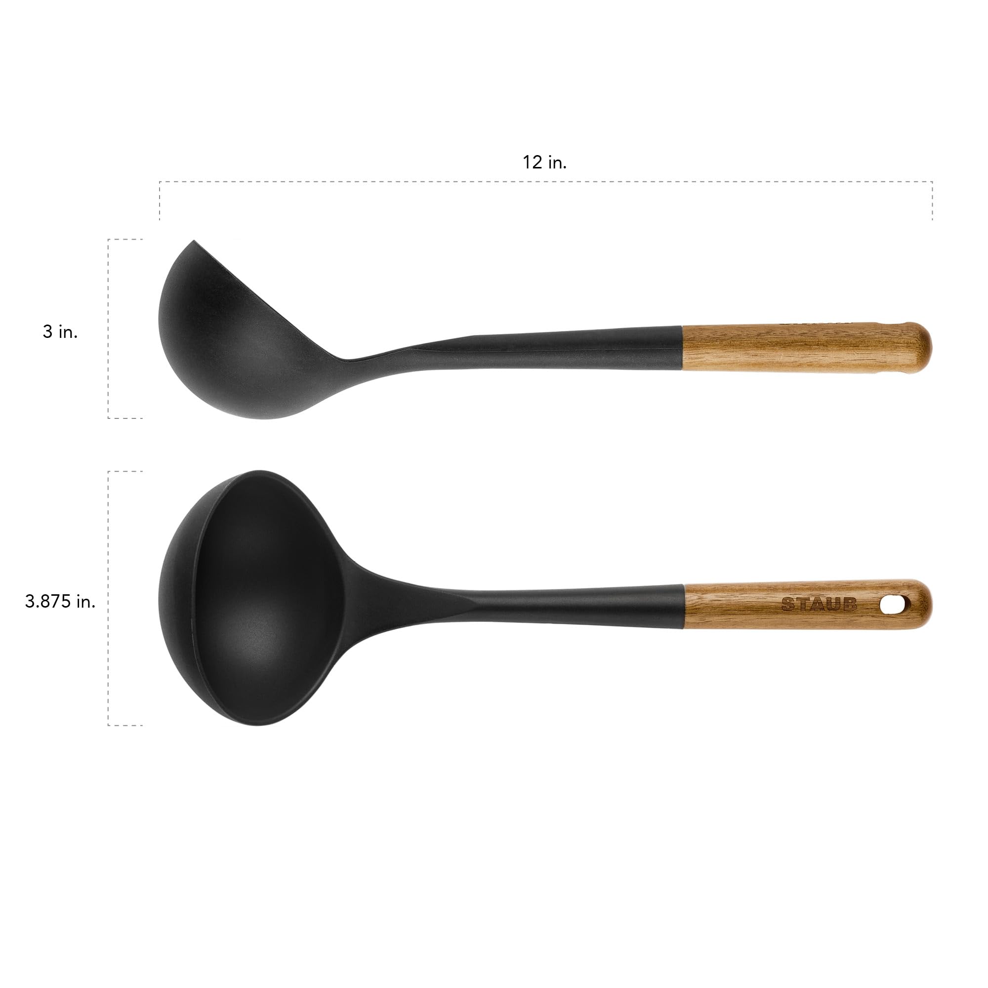Staub Soup Ladle, Perfect For Serving Hot Soup, Portion Batter For Pancakes, And Sauce Pasta, Durable Bpa-Free Matte Black Silic