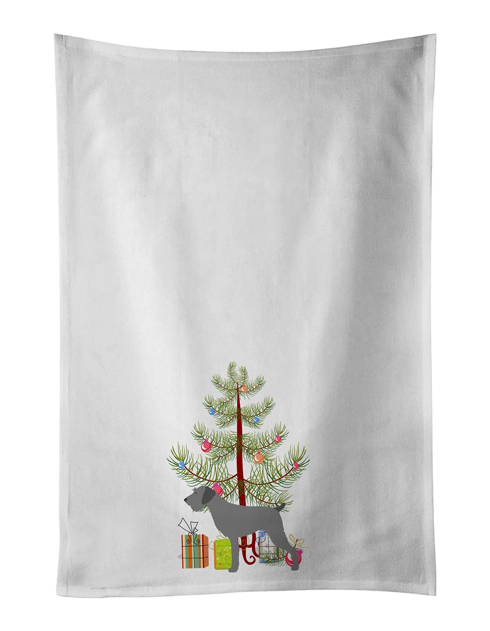 German Wirehaired Pointer Merry Christmas Tree White Kitchen Towel Set of 2