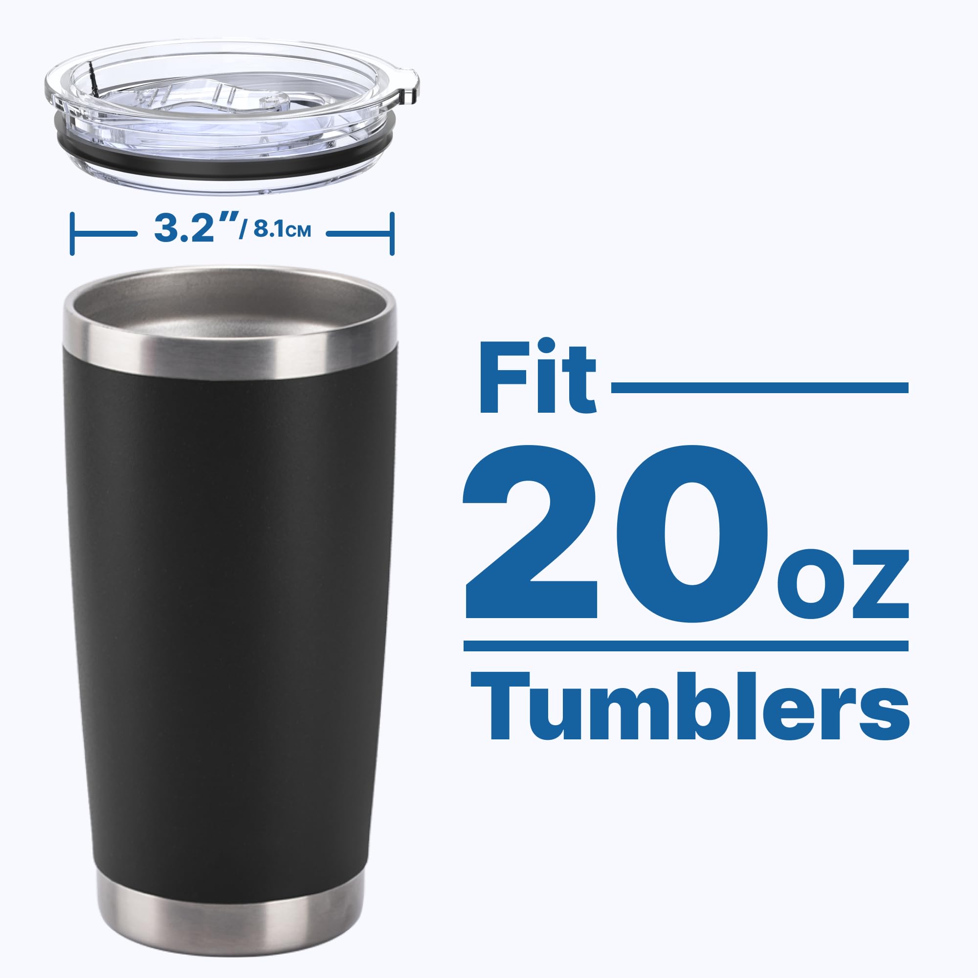 Bluwing 20 Oz Tumbler Lids For Yeti, Sunwill, Wetoweto Tumbler And More, 2 Pack Spill Proof Covers For 20Oz Tumblers, Bpa-Free