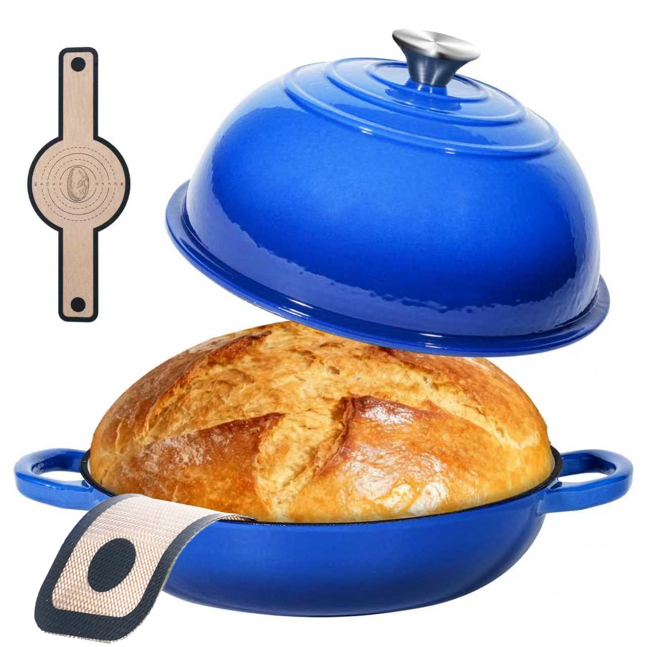 Cast Iron Bread Pan With Lid (Milky White, 6Qt)
