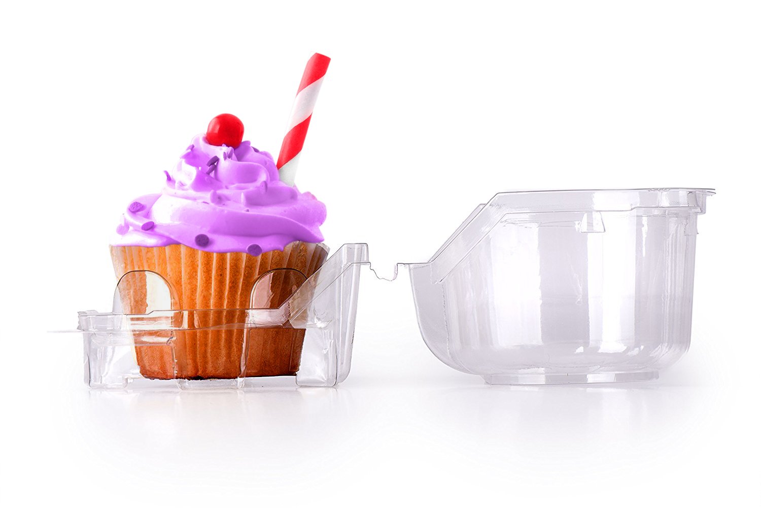 Pizety Pack Of 50 Individual Cupcake Containers Strong And Sturdy Clear Plastic Cupcake Muffin Containers Disposable 1 Compartme