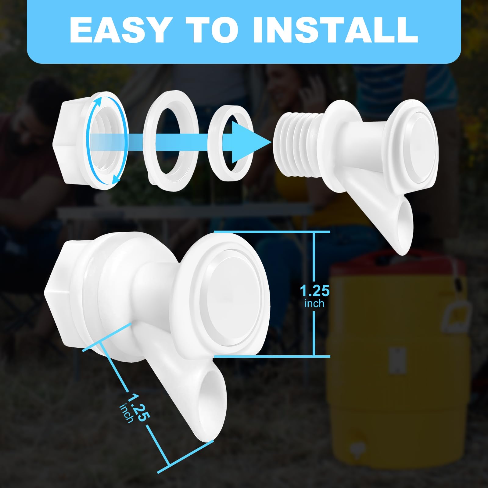 5Pcs Push Button Water Spigot Cooler Spigot Replacement,Compatible With Igloo 2, 3, 5 And 10 Gallon Beverage Coolers,Igloo Coole