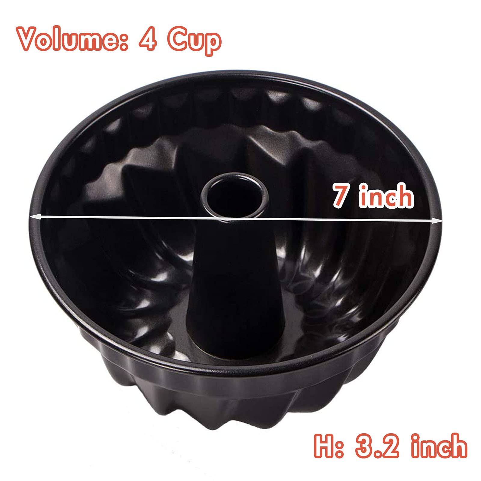 Webake 7 Inch Fluted Tube Pan Non-Stick, Heavy Duty Carbon Steel Kugelhopf Cake Baking Mold For 6Qt 8Qt Insta Pot