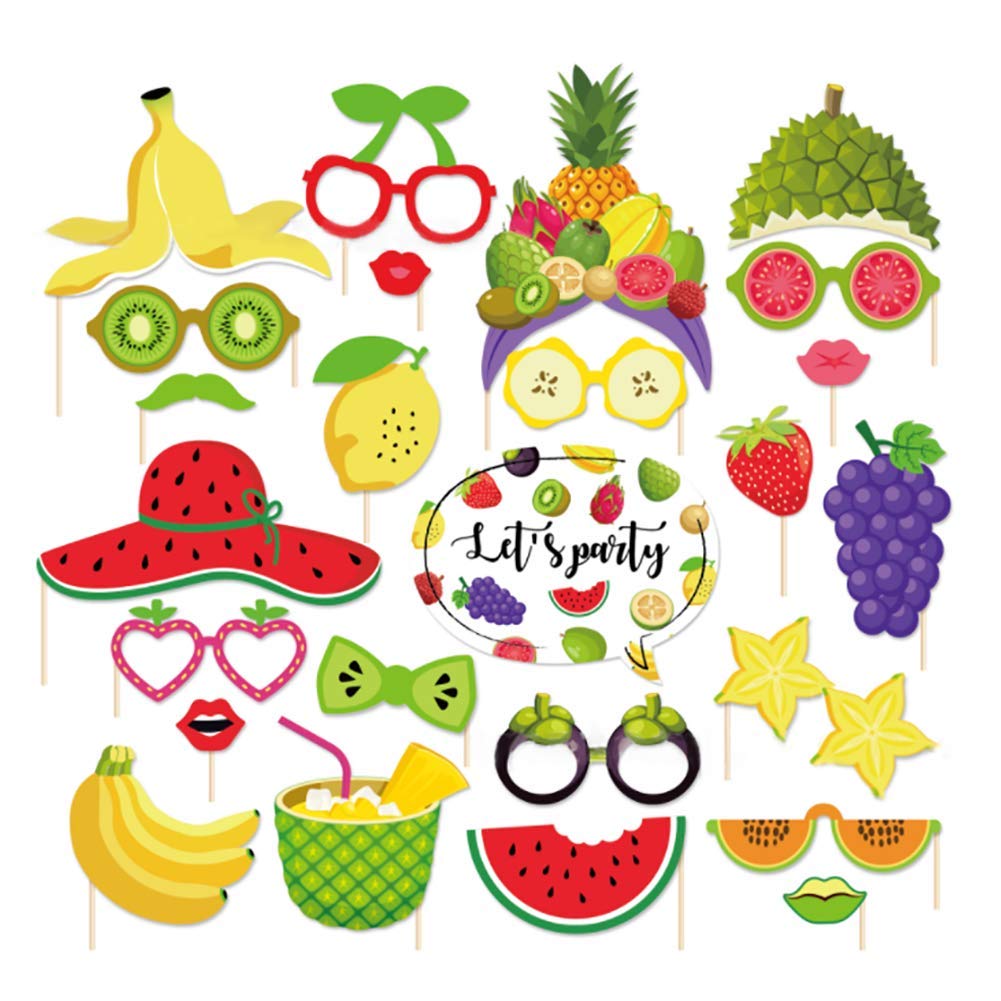 Tutti Frutti Photo Booth Props(25Ct),Watermelon,Strawberry,Lemon,Grapefruit Photo Booth Props With Stick For Tutti Frutti/Luau/T