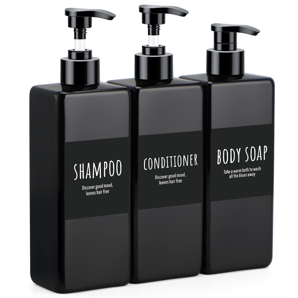 Segbeauty Shampoo And Conditioner Dispenser Refillable, 3Pcs 16.9Oz Shower Bottles Soap Dispenser With Labels, 500Ml Empty Plast