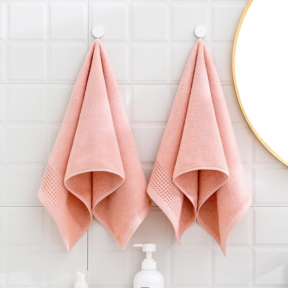 Sense Gnosis Pink Hand Towels Set Of 2 Soft 100% Cotton Waffle Pattern Decorative Highly Absorbent Hotel Bathroom Hand Towel 13X