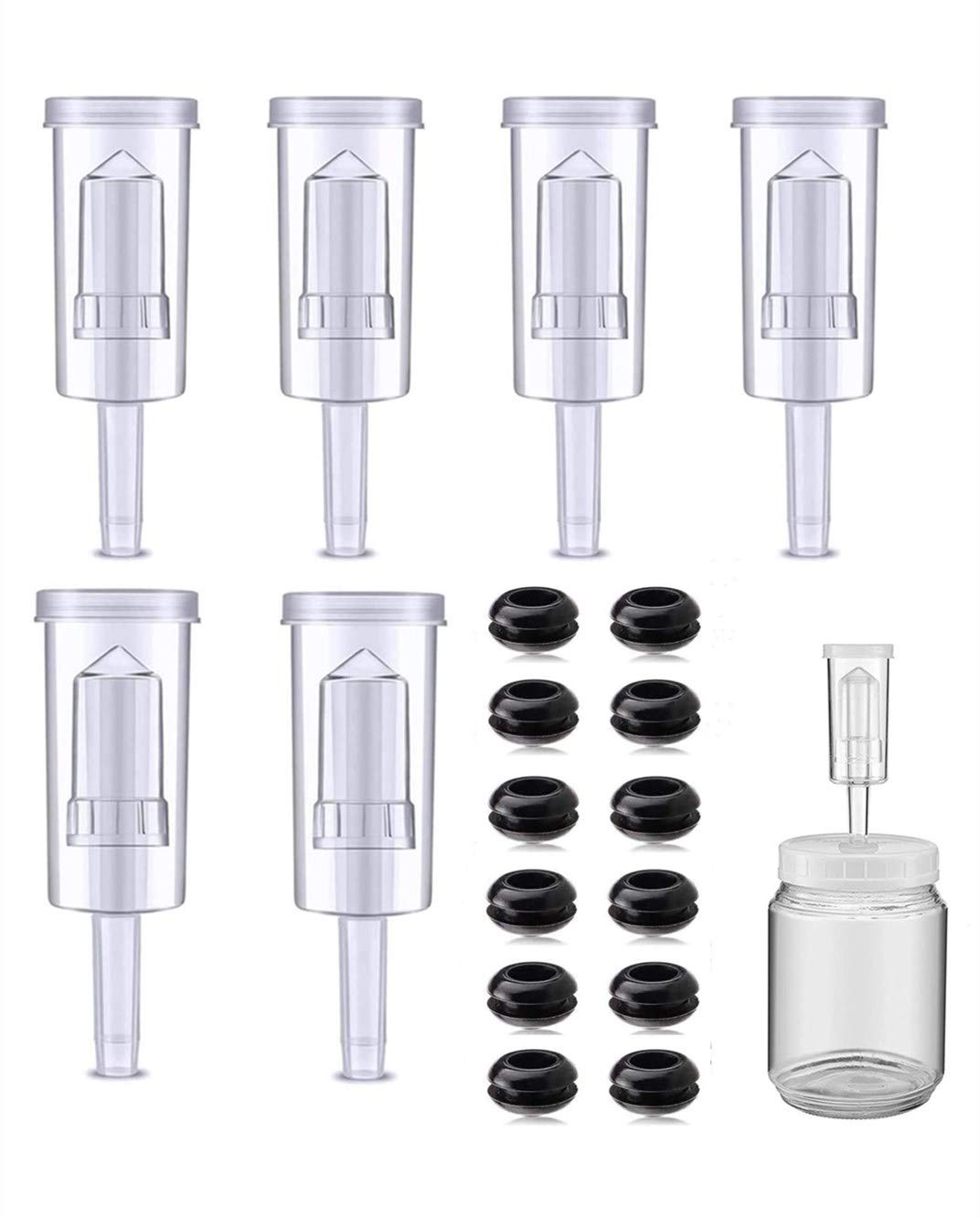 Airlock Set For Fermentation,12 Pieces Silicone Grommets And 6 Pieces Plastic Airlock For Preserving,Brewing, Beer, Wine,Making