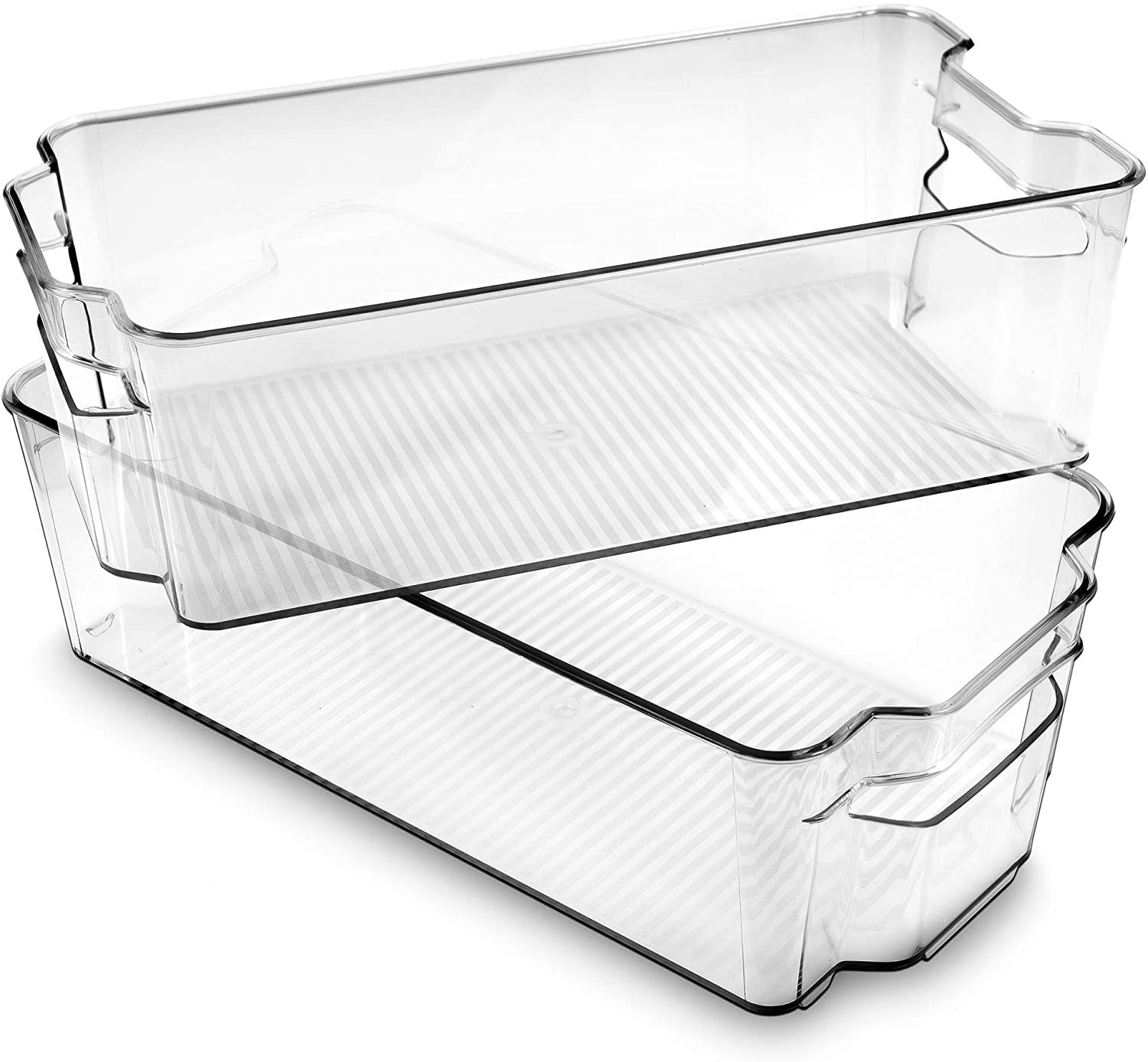 Lishonn Stackable Acrylic Fridge Organiser Sturdy Pantry And Refrigerator Storage Bins With Handles Fridge Containers| Pack Of 0