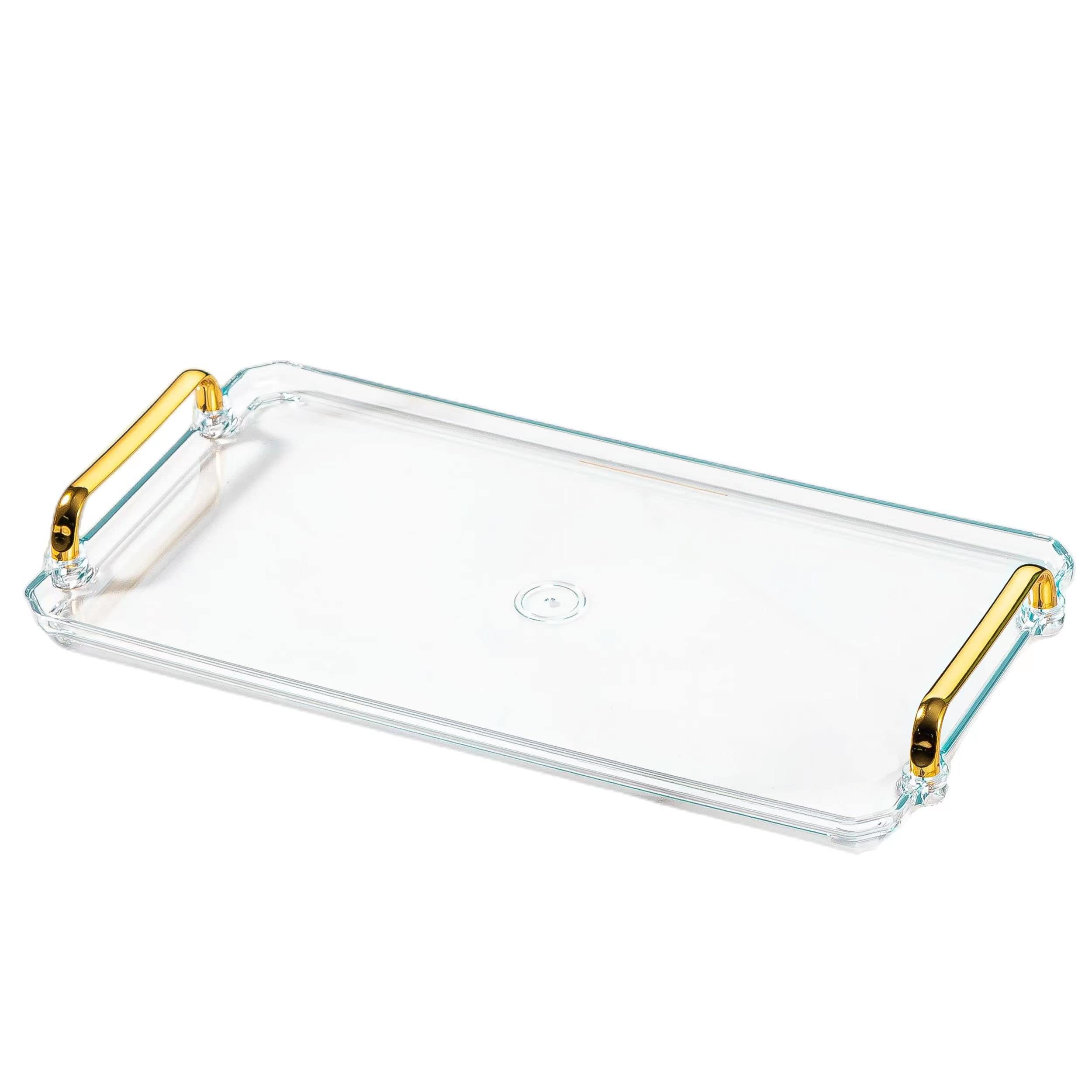 Waltsun Acrylic Serving Tray With Handles Ottoman Countertop Decorative Tray Serving Tray Spill-Proof Tray For Coffee Table Livi