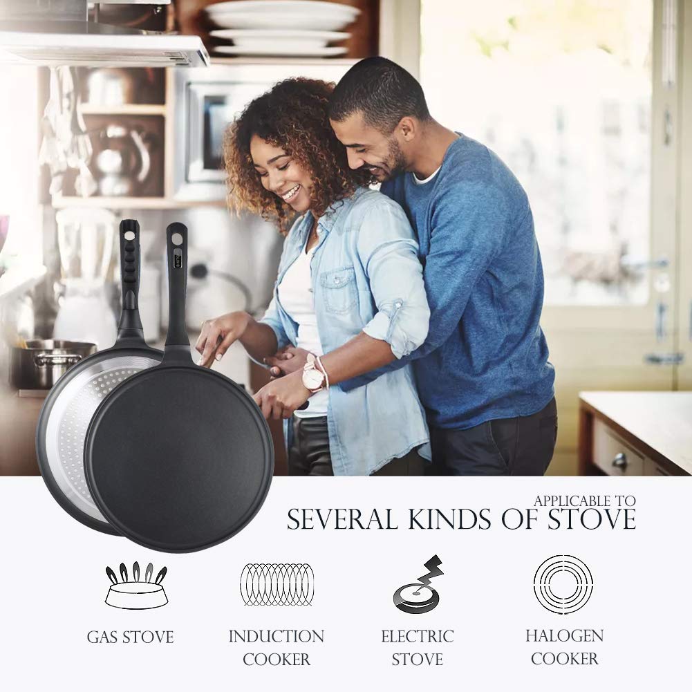Skitchn Crepe Pan Nonstick Dosa Pan, Tawa Pan For Roti Indian, Non-Stick Pancake Griddle Compatible With Induction Cooktop, Coma