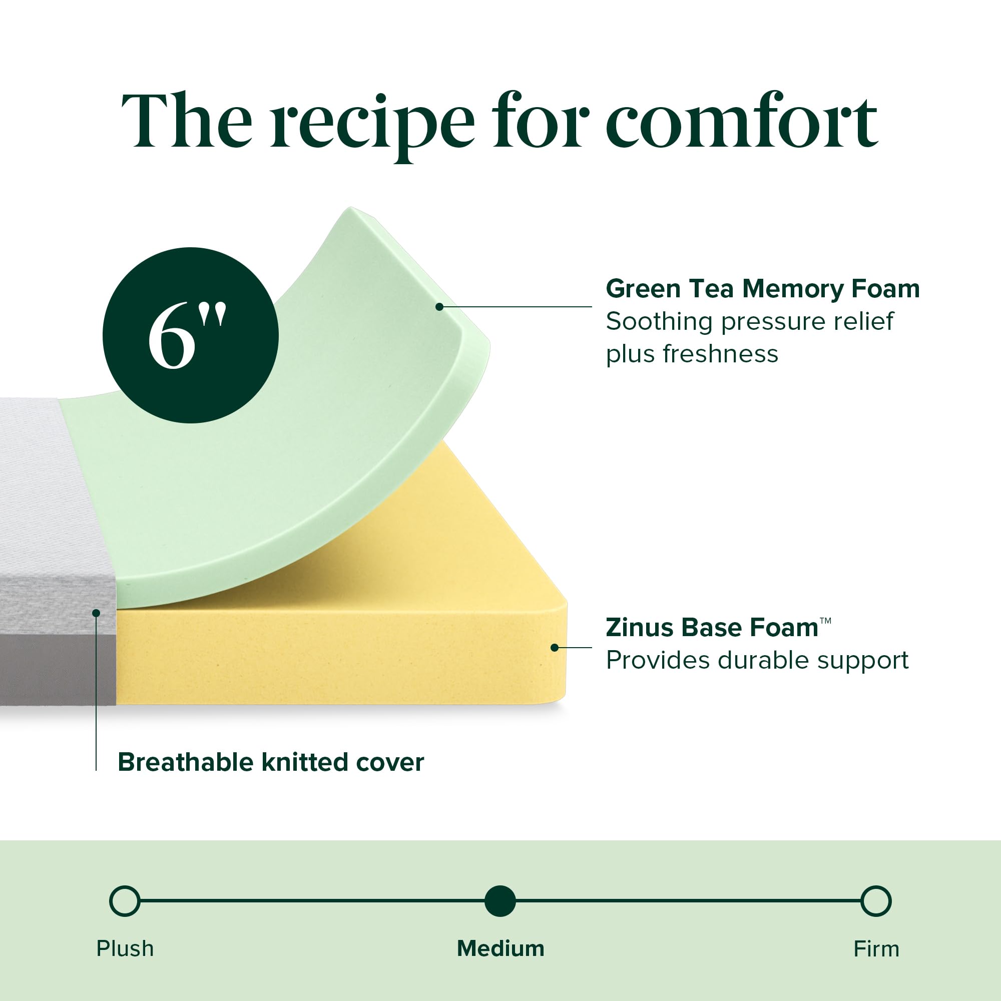Zinus 6 Inch Ultima Memory Foam Mattress [New Version], Queen, Fiberglass Free, Medium Firm Feel, Breathable Airflow Memory Foam